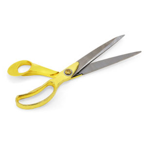 Large gold ceremonial scissors. For grand openings and product launches etc...