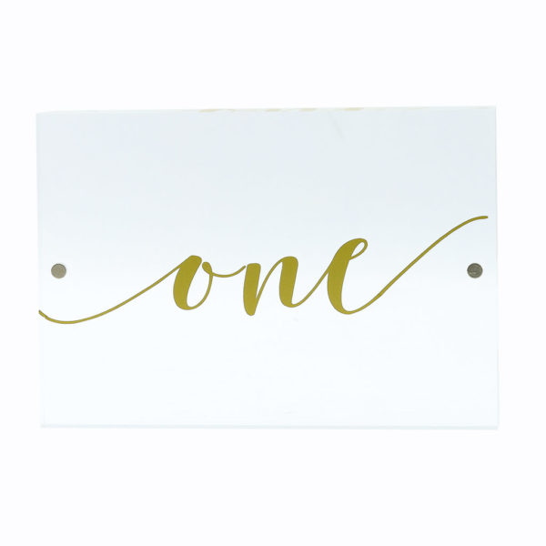 Acrylic gold decal table numbers. 1 to 60.