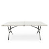 Fold-out trestle table. 1.8m long. A useful table that looks professional matched with a black pop over tablecloths.
