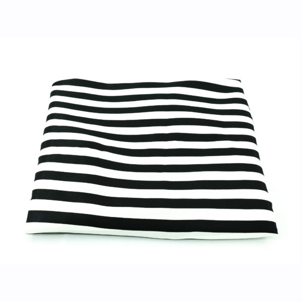 Black and white satin registration table cover.