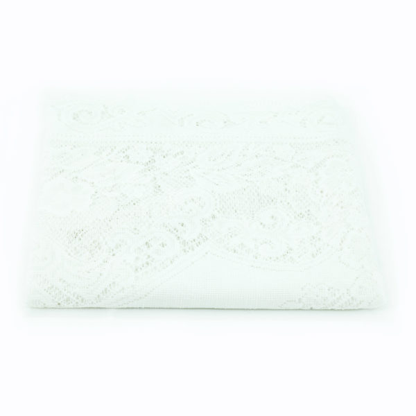 White lace registration table cover.
Can be used as an overlay.