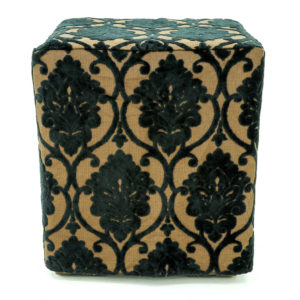 Brown and black Damask ottoman covers.