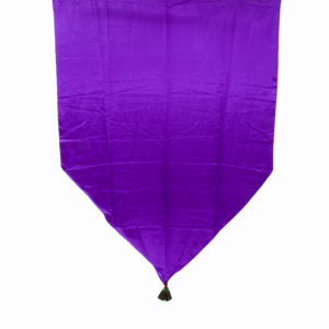 Purple satin wall hang with gold tassel on end.