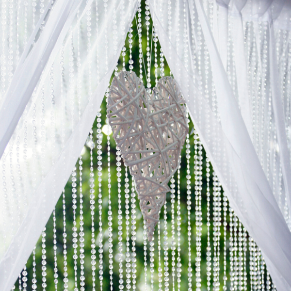 Hanging crystal curtain for archway .