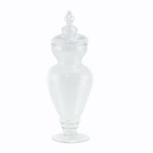 Large clear glass jar - hourglass shape.