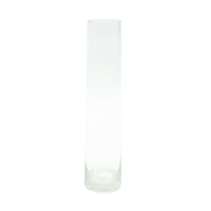 Vase - Cylindrical - Clear glass - Tapered - 60cm (high) x 10cm diametre at top and 14cm diameter at bottom.