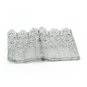 Large grey/silver lace candle holder slip.