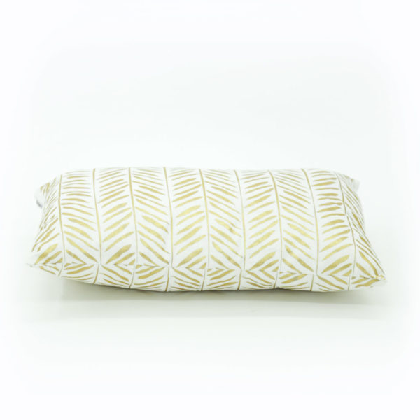 Cushions - white with gold detail. Rectangular shape.