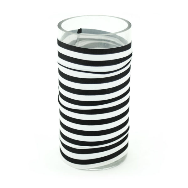 Black and white striped lycra vase slip.