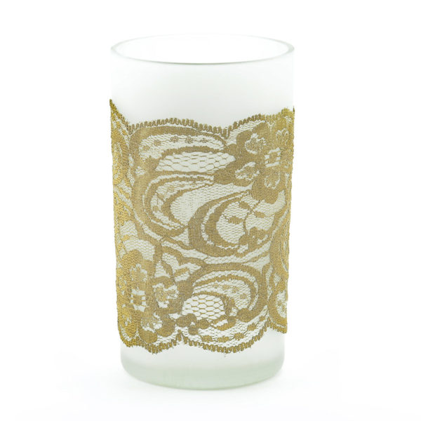 Gold lace candle holder slip.
