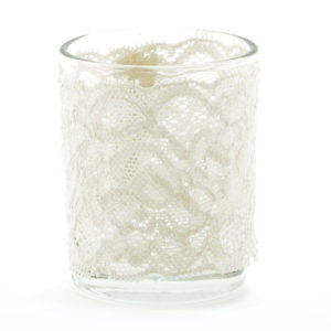 Small white lace candle holder slip.