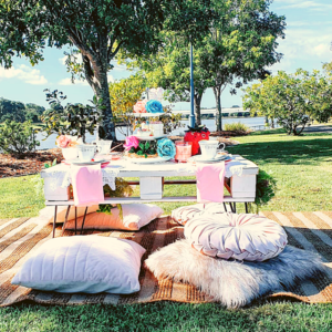 Gorgeous garden party package for 4 people. Perfect for relaxing outdoors with your friends and family. Just add cake!