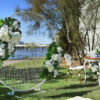 Round flower mesh frame for styling weddings.