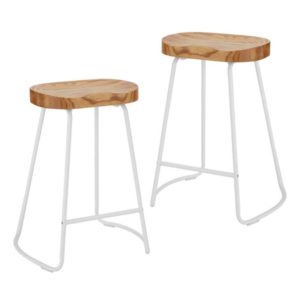 This rustic wooden bar stool with white legs will add a vintage vibe to your event. 75 cm high.